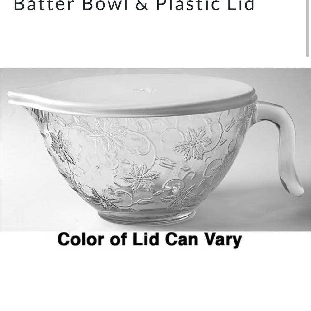 Princess House 2 Quart Glass Measuring Bowl with White Lid and Handle NIB